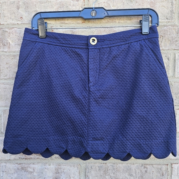 Lilly Pulitzer Colette Scallop Hem Navy Blue Skort 0 With Extra Button NWOT - Picture 9 of 11